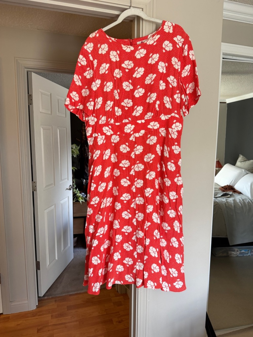 Boden Red and White Floral Midi Dress